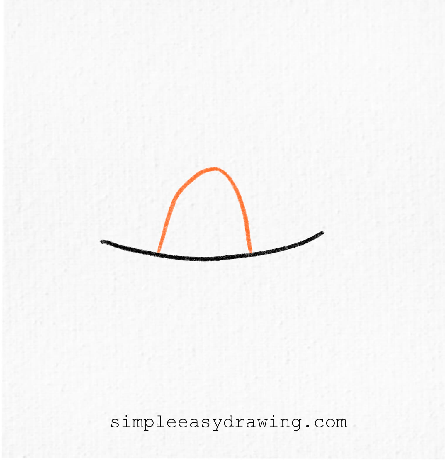 An upside-down U shape is added above the curved line, forming the tall, rounded crown of the sombrero.