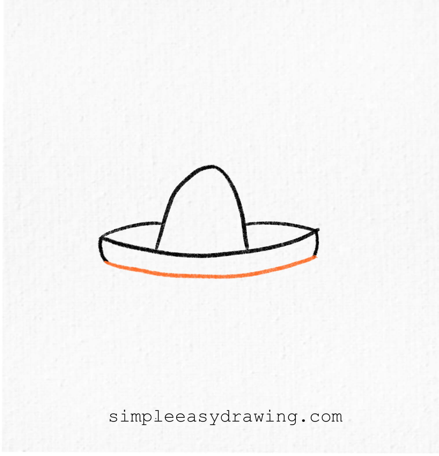 A second curved line connects the extended brim lines, mirroring the original curved line and creating a full sombrero shape.