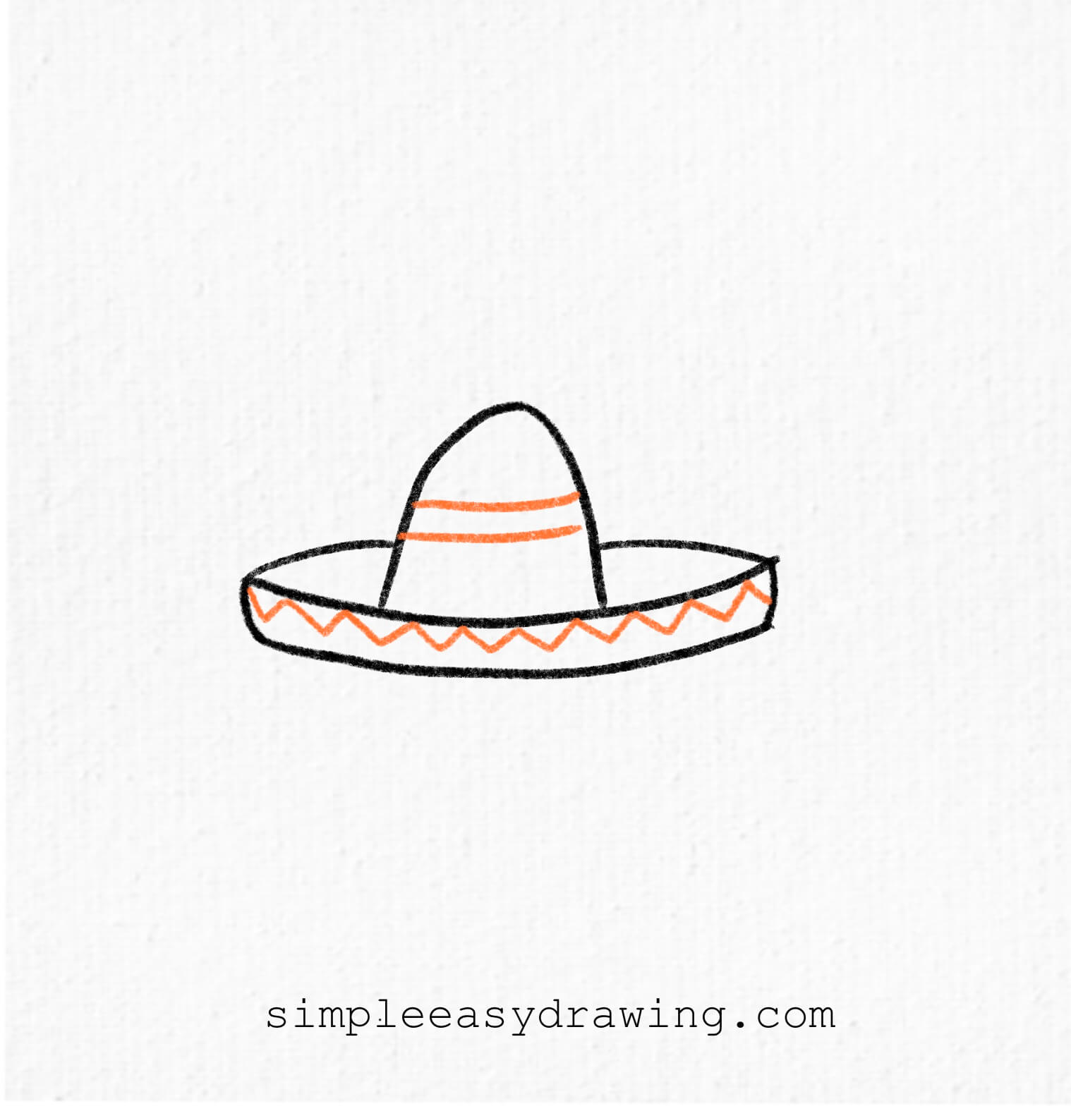 A zigzag pattern is drawn along the sombrero’s brim to give it an authentic Mexican-style design. Additional small dots added for decoration.