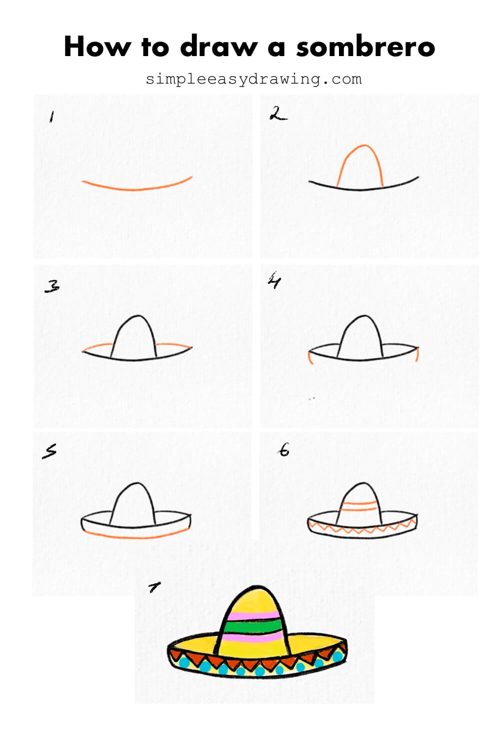 How to draw a sombrero step by step