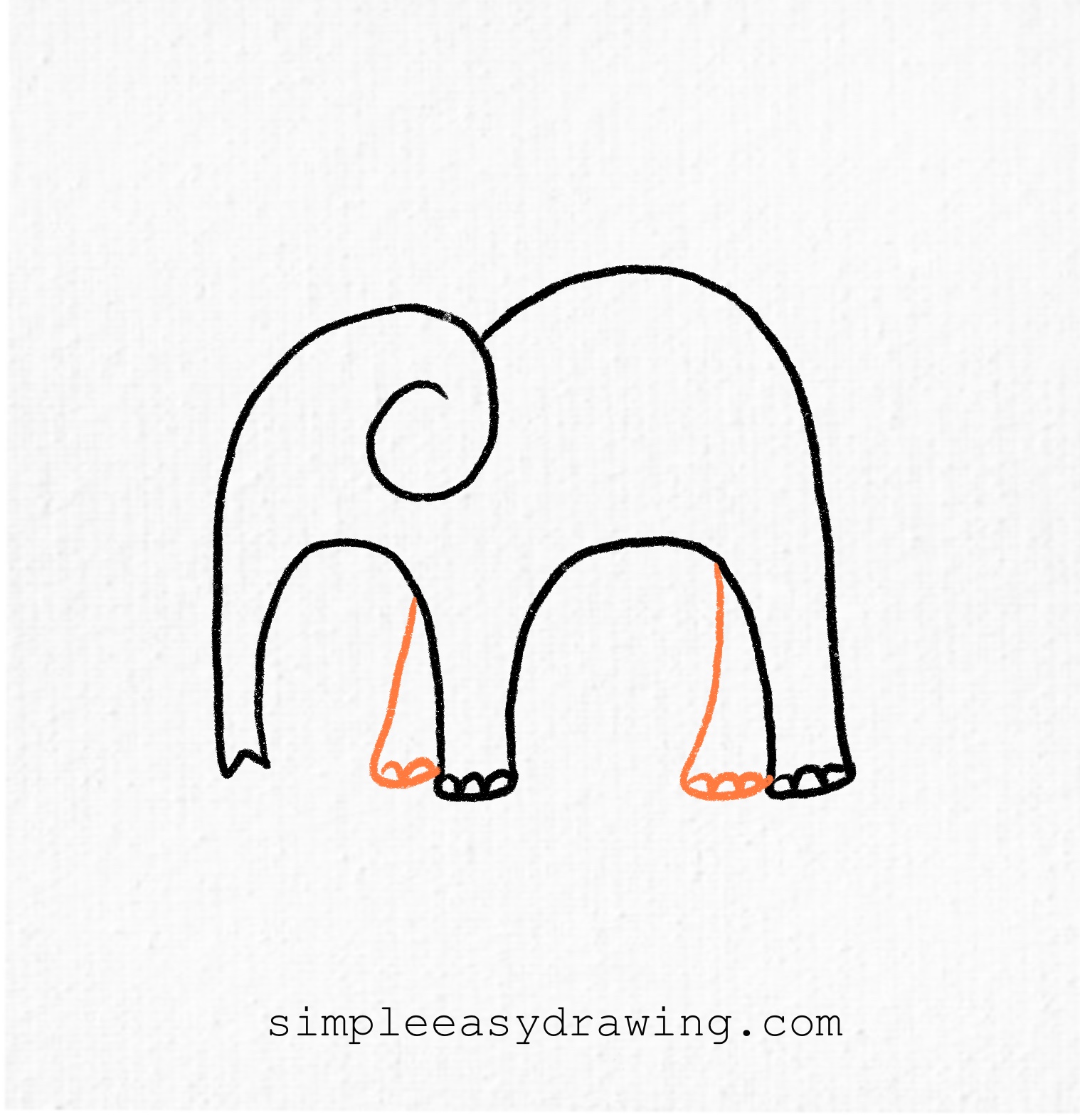Two additional legs, similar in shape to the front ones, are drawn slightly behind them. They are partially hidden but provide a sense of depth and balance