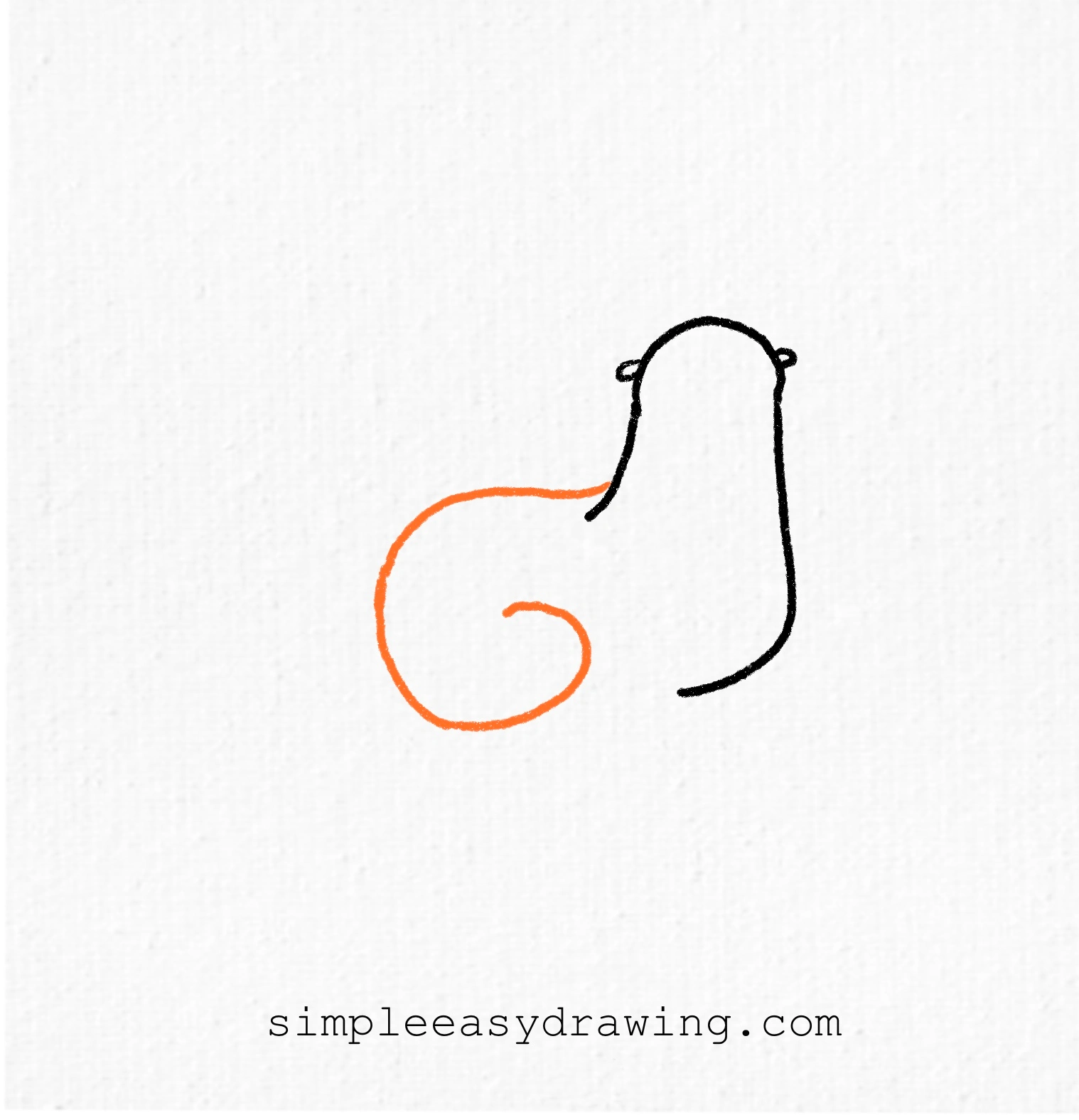 Draw an extending curve shaped like an open ‘6’ from the neck’s left end to form the otter’s body.