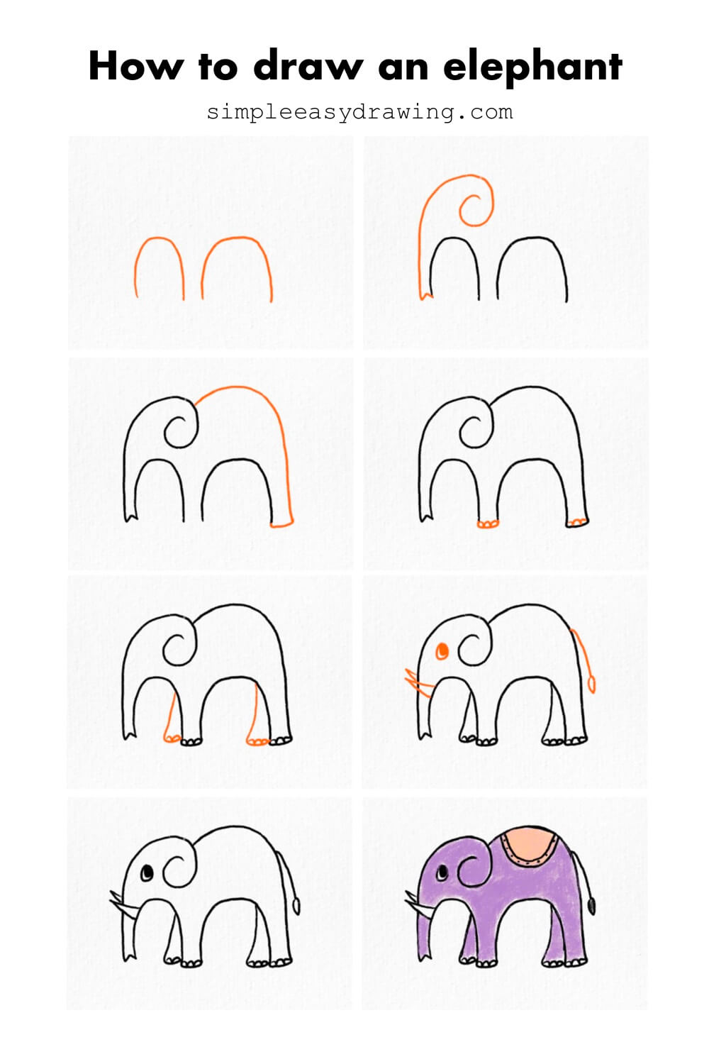 How to draw an elephant step by step easy