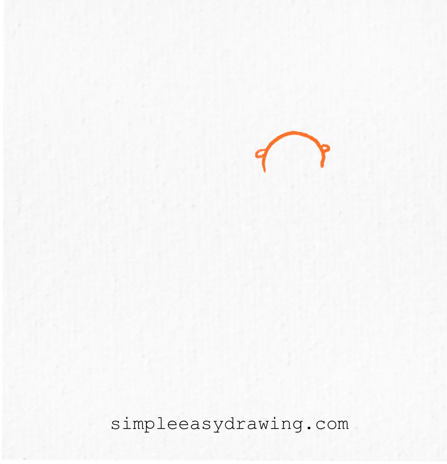 Draw a half-circle for the otter's head with small round ears on both sides of the top.