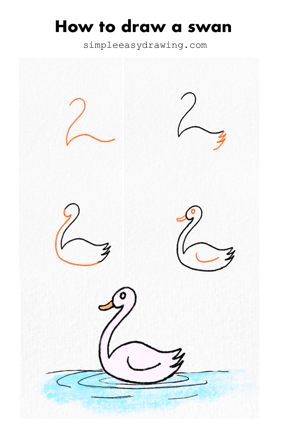 How to draw a swan easily step by step