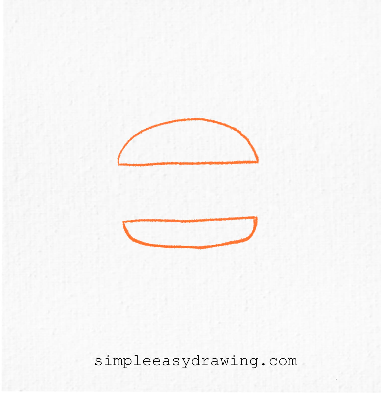 Two flat oval shapes drawn represent hamburger buns. The top bun is slightly larger than the bottom bun.