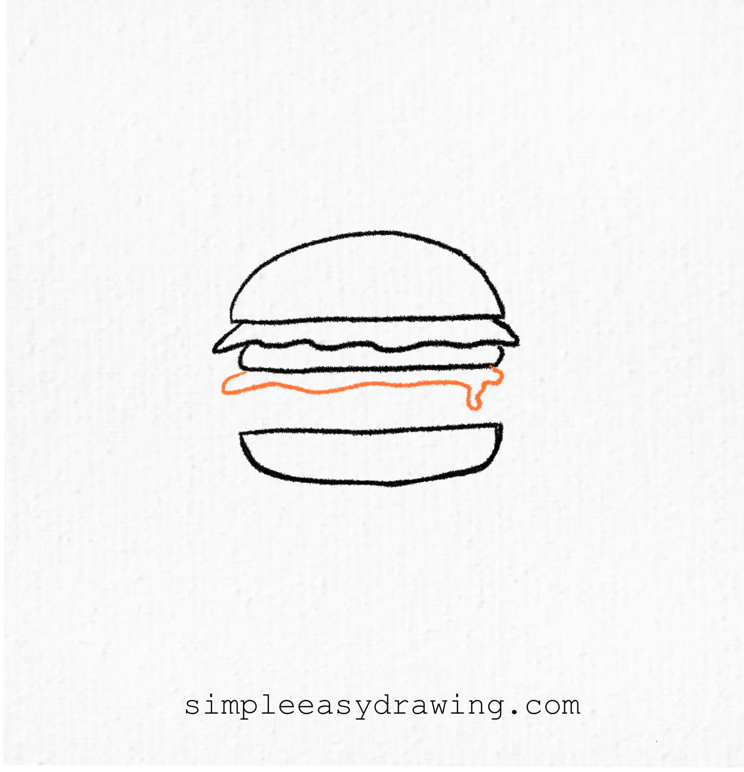A flat square or rectangle shape drawn below the tomato, with one corner slightly drooping to resemble melting cheese.