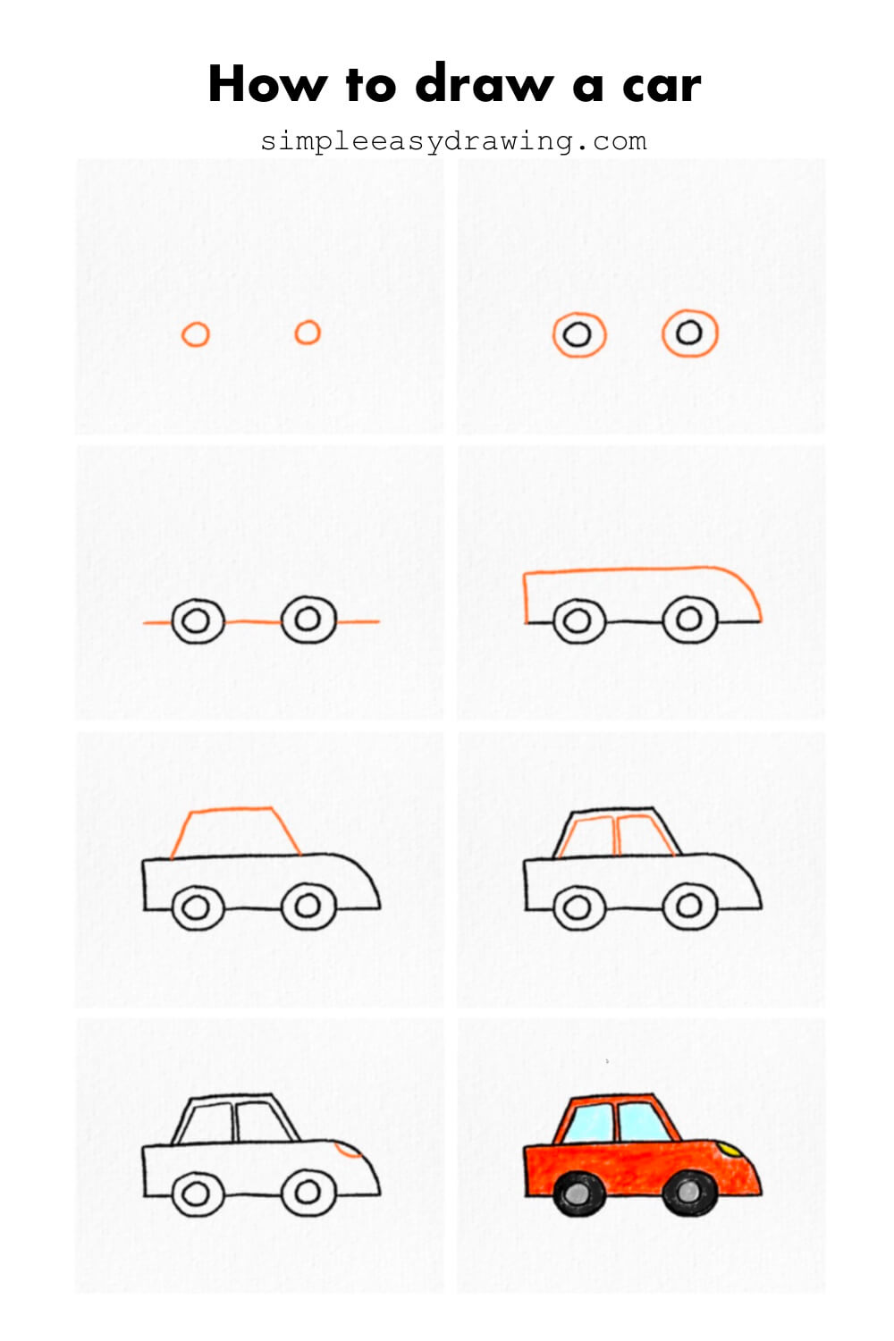 Steps on how to draw a car