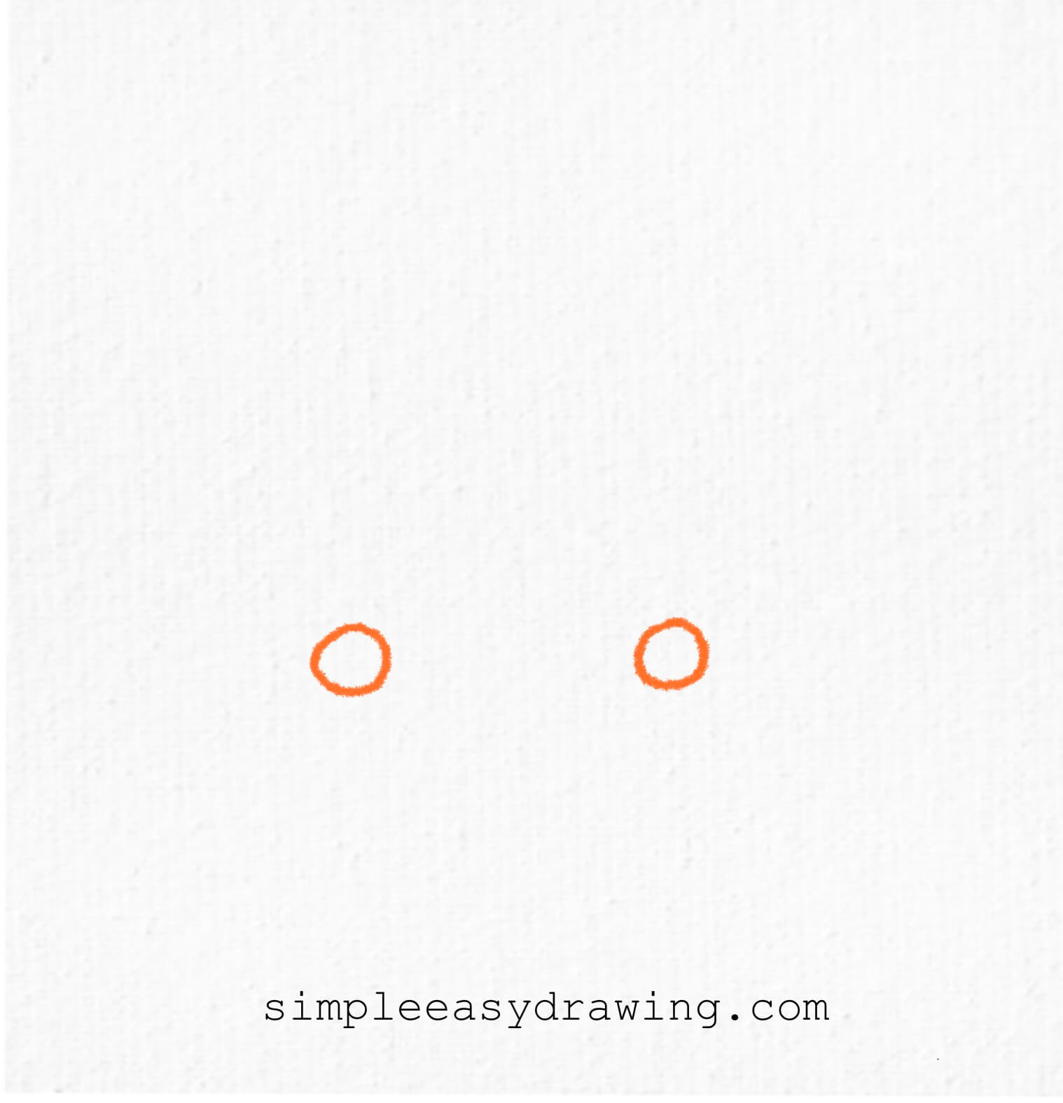 Two small circles drawn on a blank page as the first step to make car wheels.