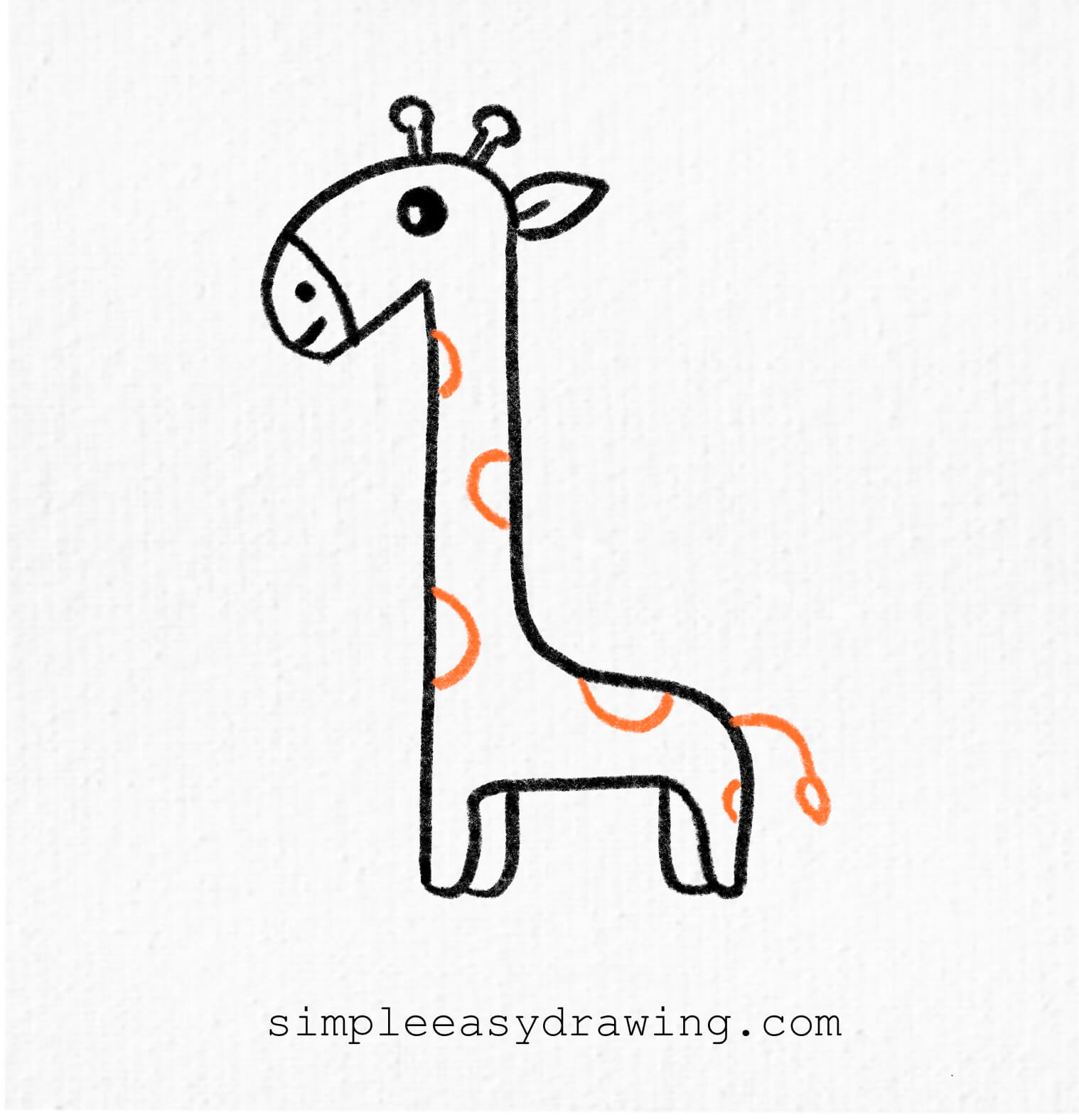 Add spots to the giraffe's body and a curled tail