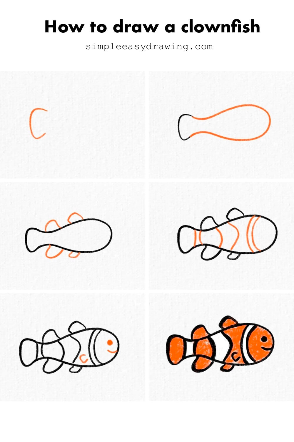 How to draw a clownfish