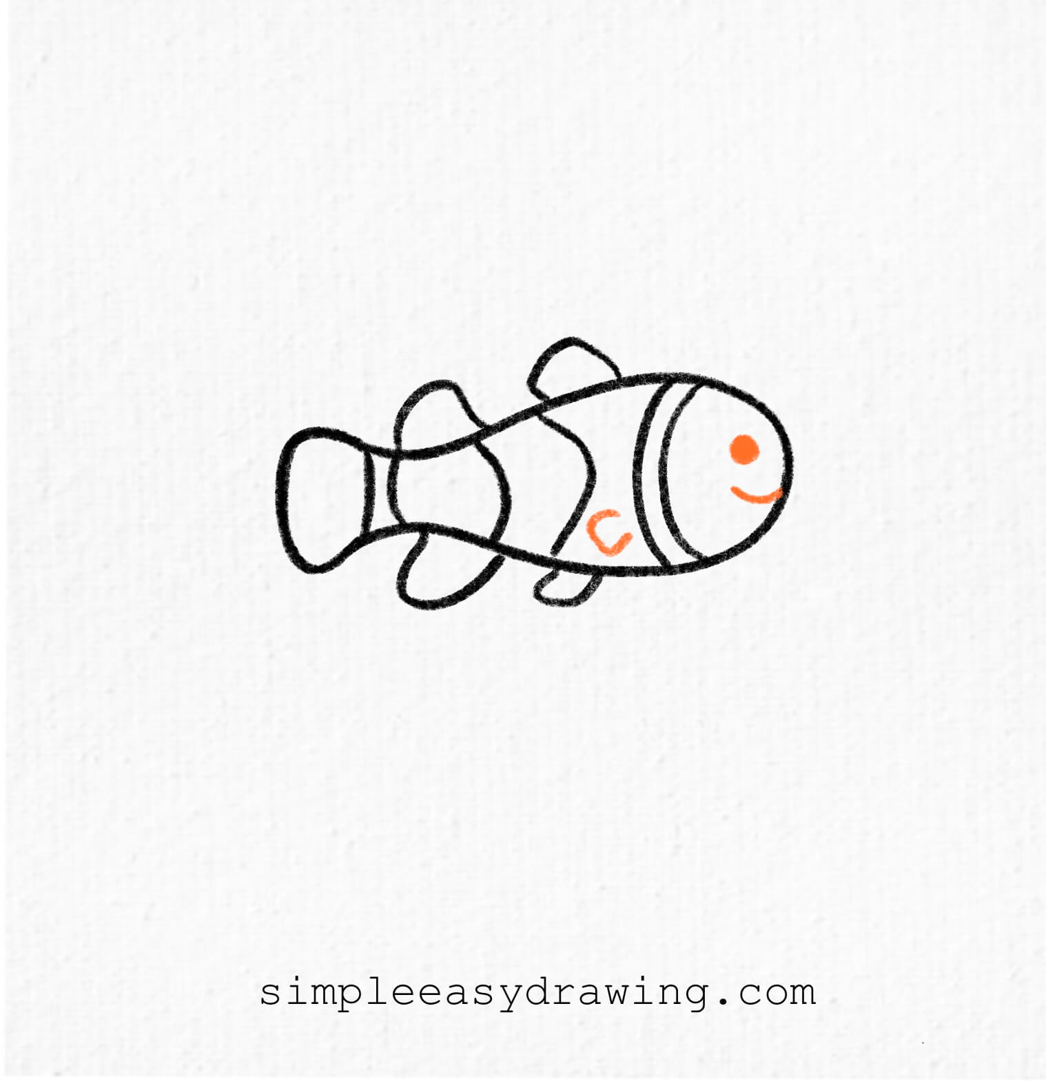 Add an eye, a smiling mouth, and a small fin near the head.