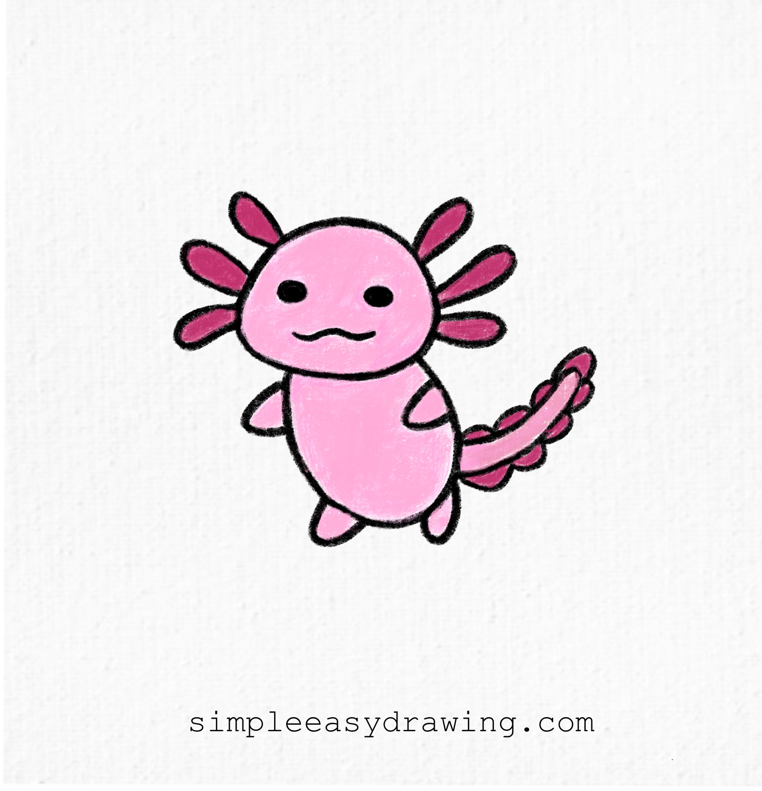 Step 8 – Trace over the drawing with a black pen and add colors like light pink and purple to finish