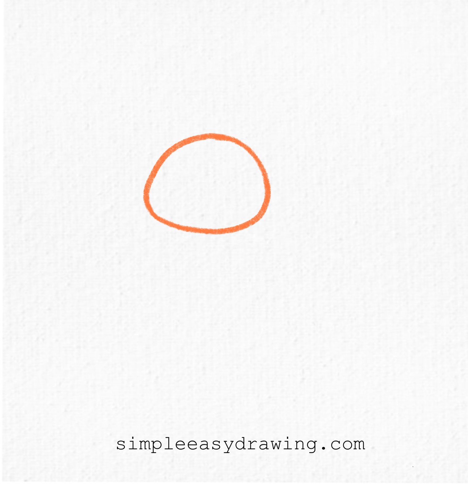 Step 1 – Draw a small horizontal oval shape near the top of the page for the axolotl’s head.