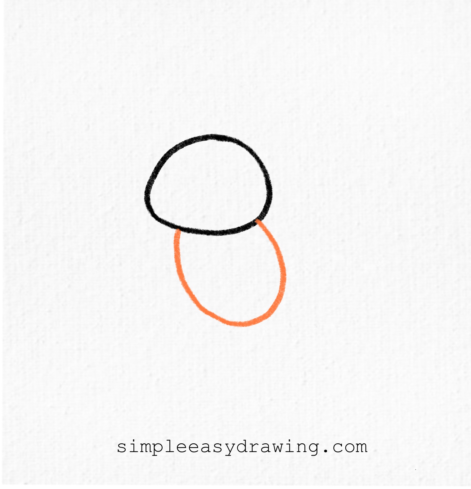 Step 2 – Add a larger vertical oval shape underneath the head to form the body.