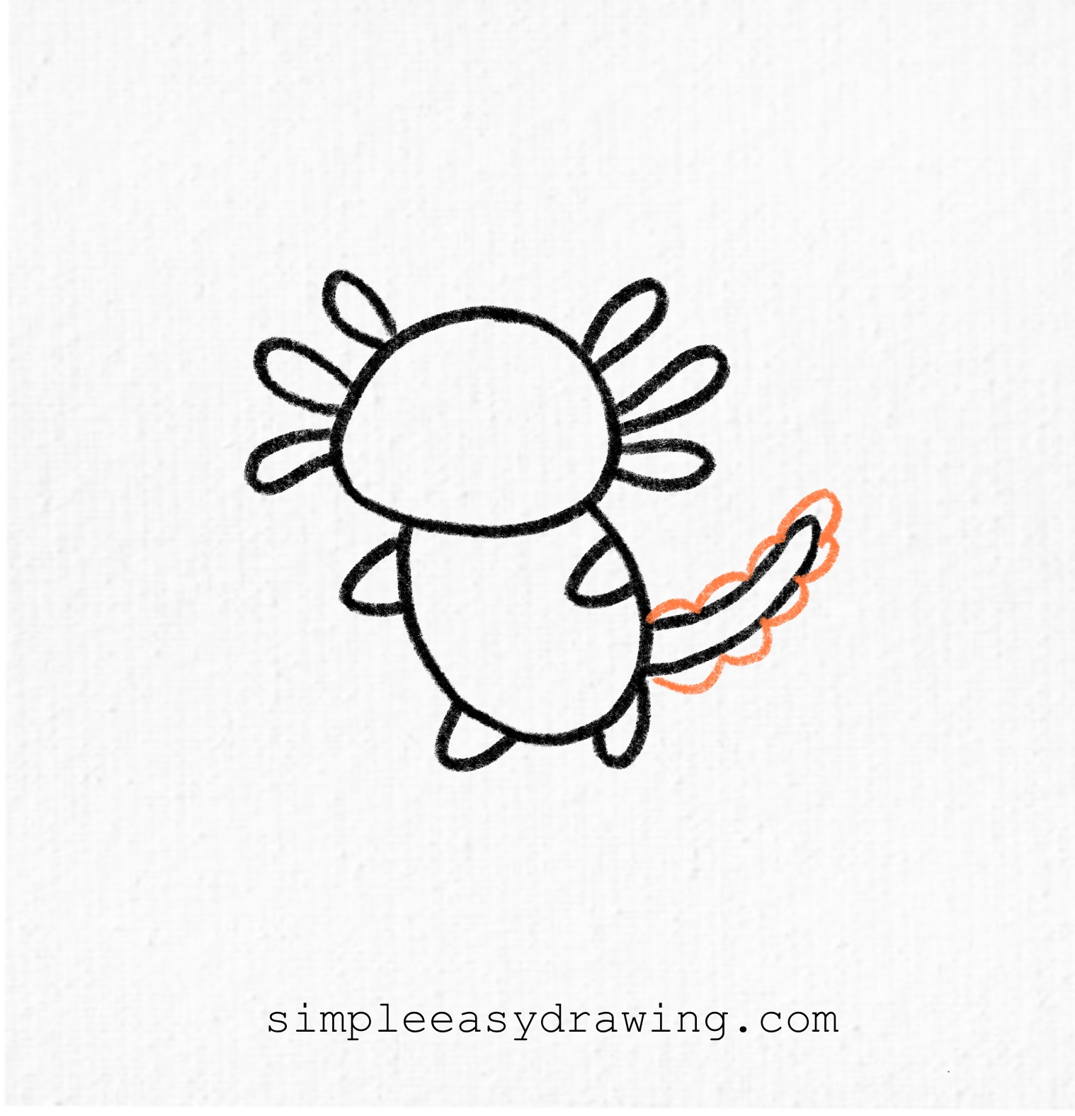 Step 6 – Add soft wavy lines along the top of the tail to show its fin-like structure.