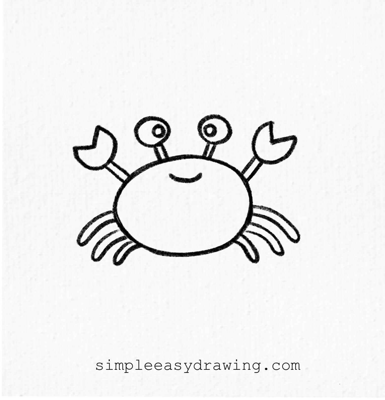 easy drawing of a crab which can be used as a coloring page