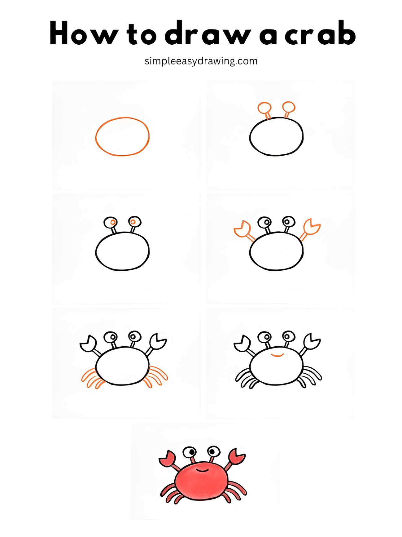 How to draw a crab step by step