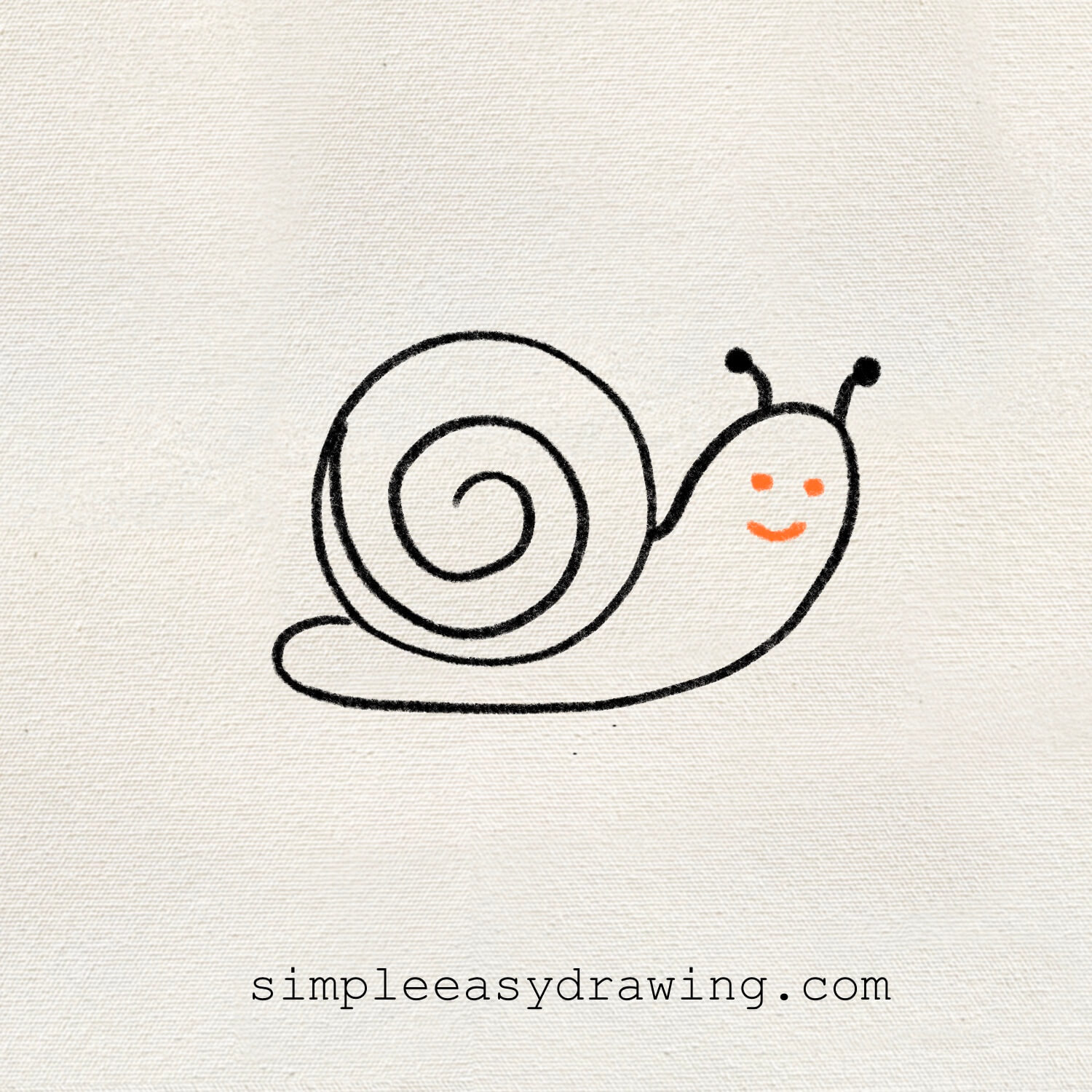 he finished snail drawing with clear outlines and facial features.
