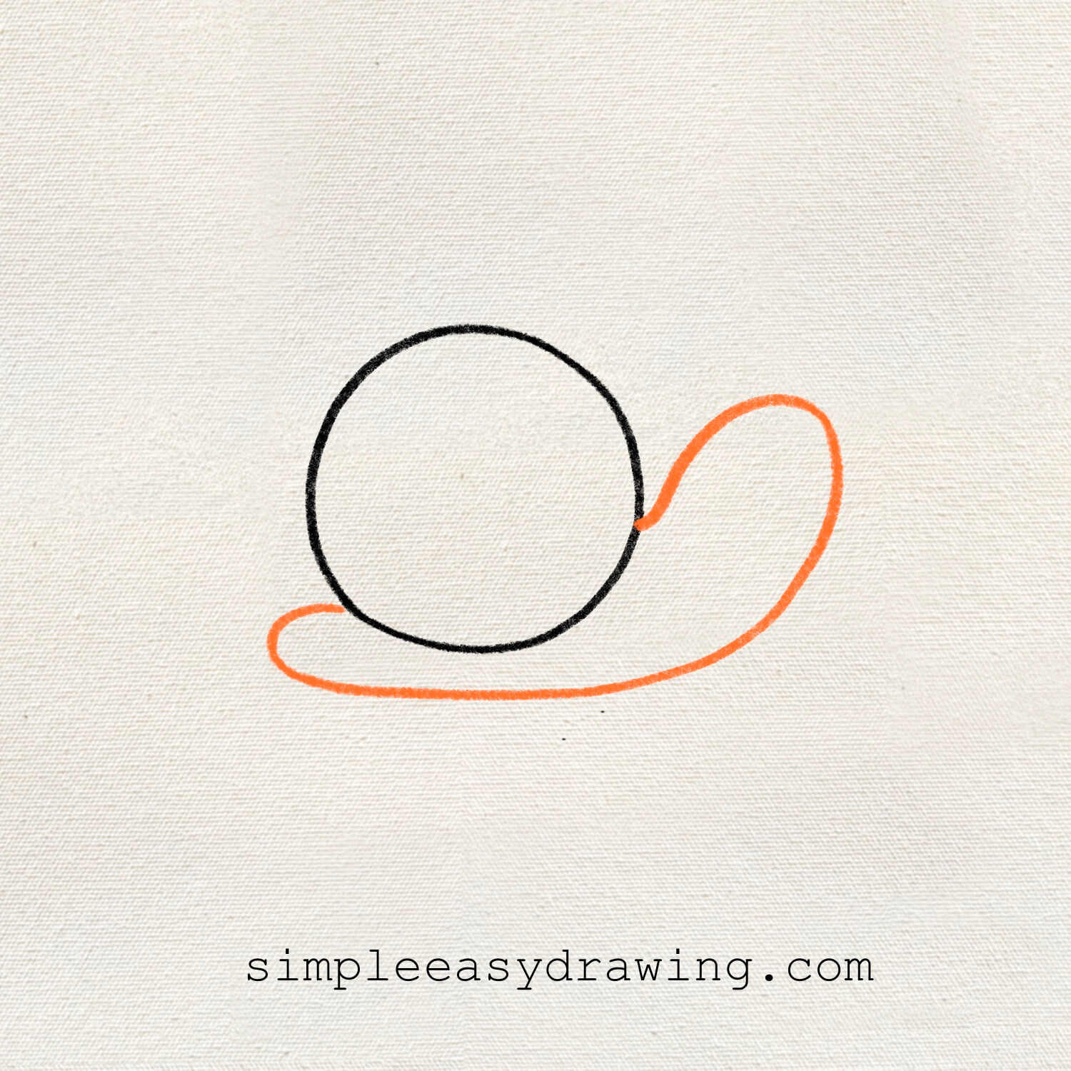 The circle with a curved line added to form the snail’s body.