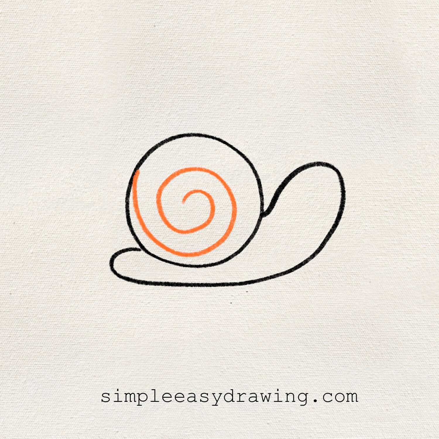 The snail’s shell now has a spiral inside, and the body outline is complete.