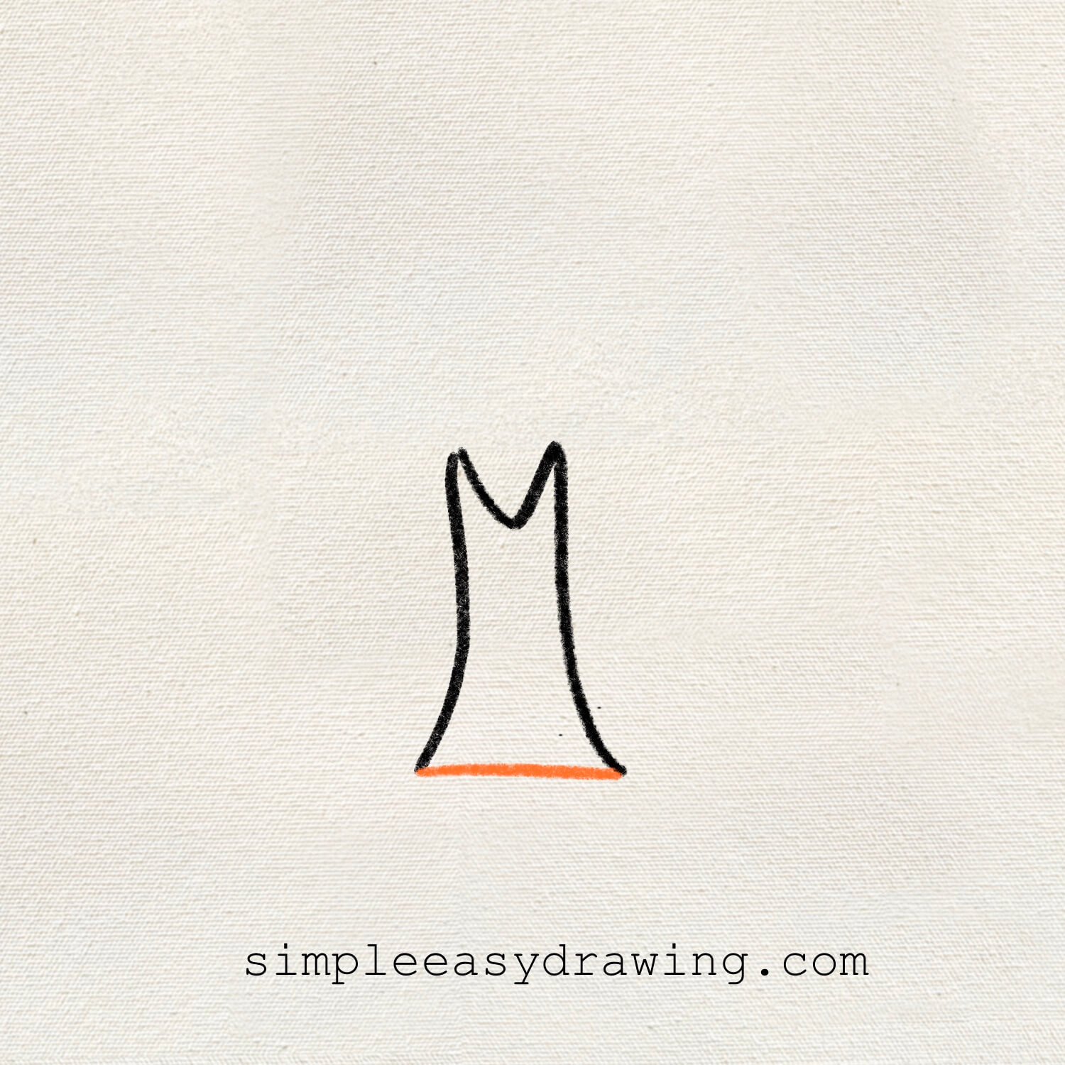Connect the two curved lines at the bottom with a slightly curved horizontal line to complete the trunk.