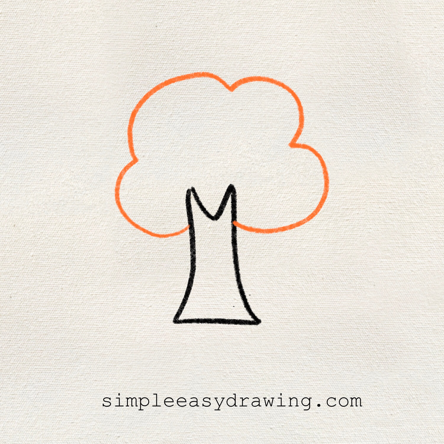 Draw a big bumpy cloud-like shape around the top of the trunk to make the leafy part of the tree.