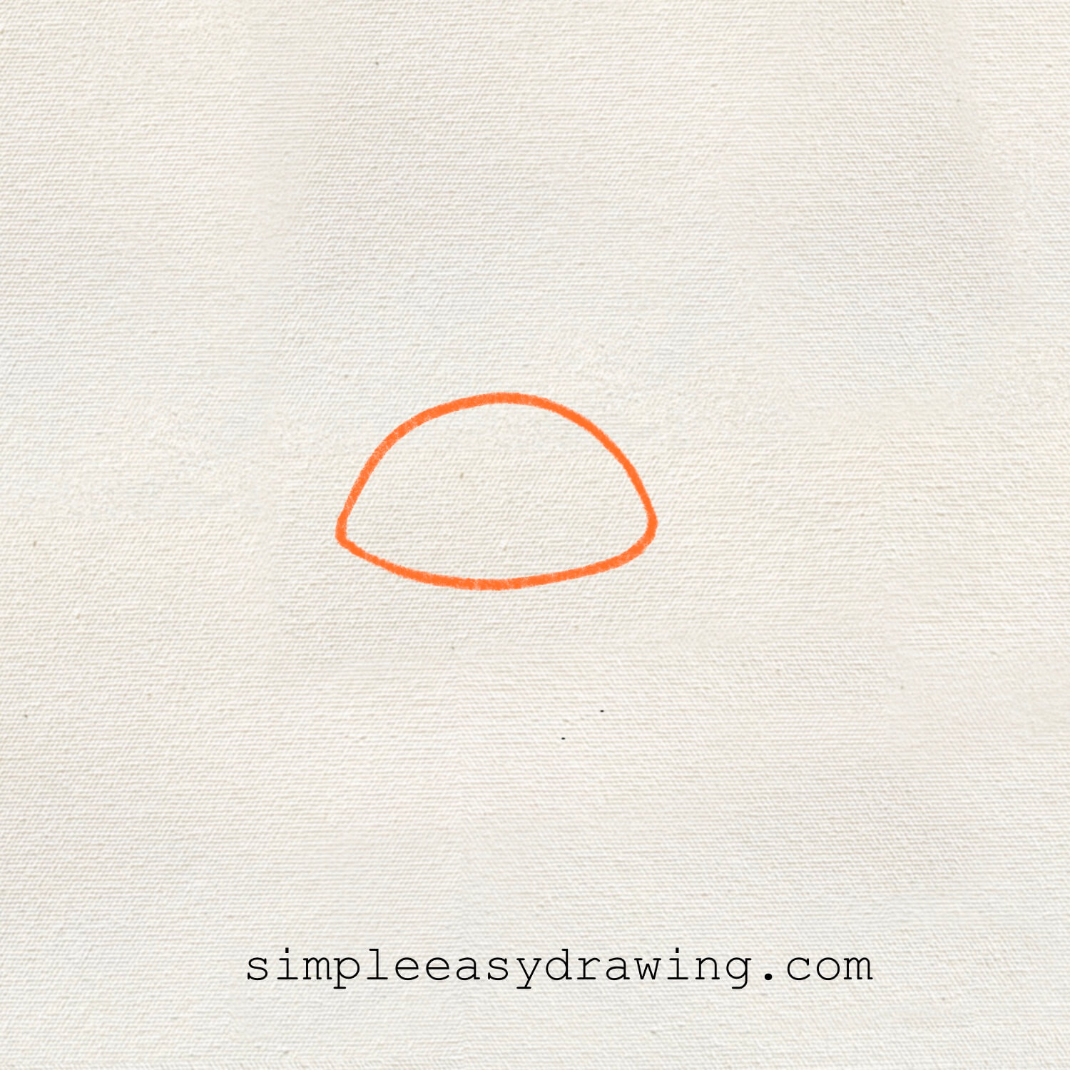A dome-shaped outline drawn on paper, showing the first step of drawing a turtle’s shell.
