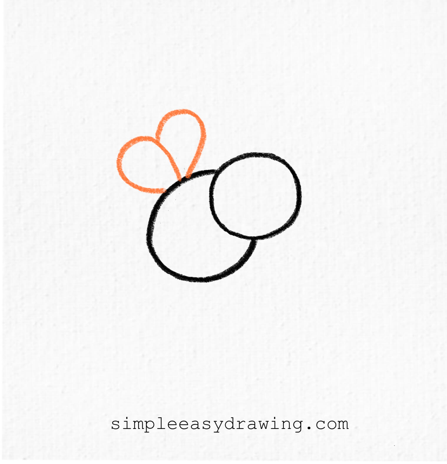 Two rounded petal-like wings drawn on top of the bee’s body