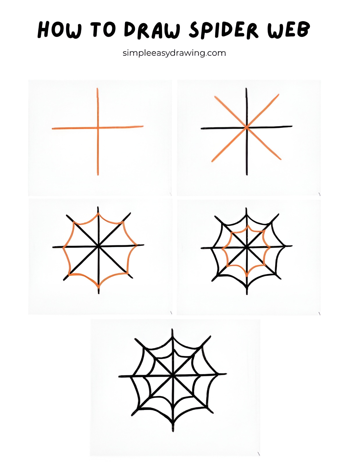 how to draw spider webs step step