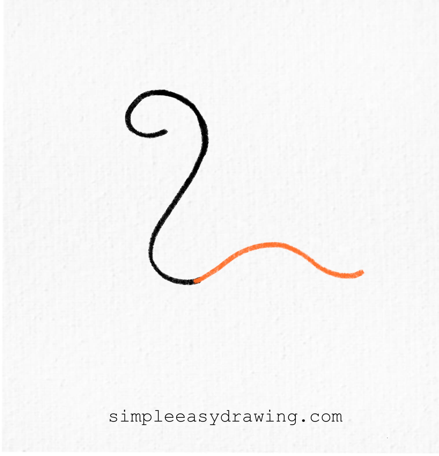 extend a curved line to form the lower part of the snake’s body