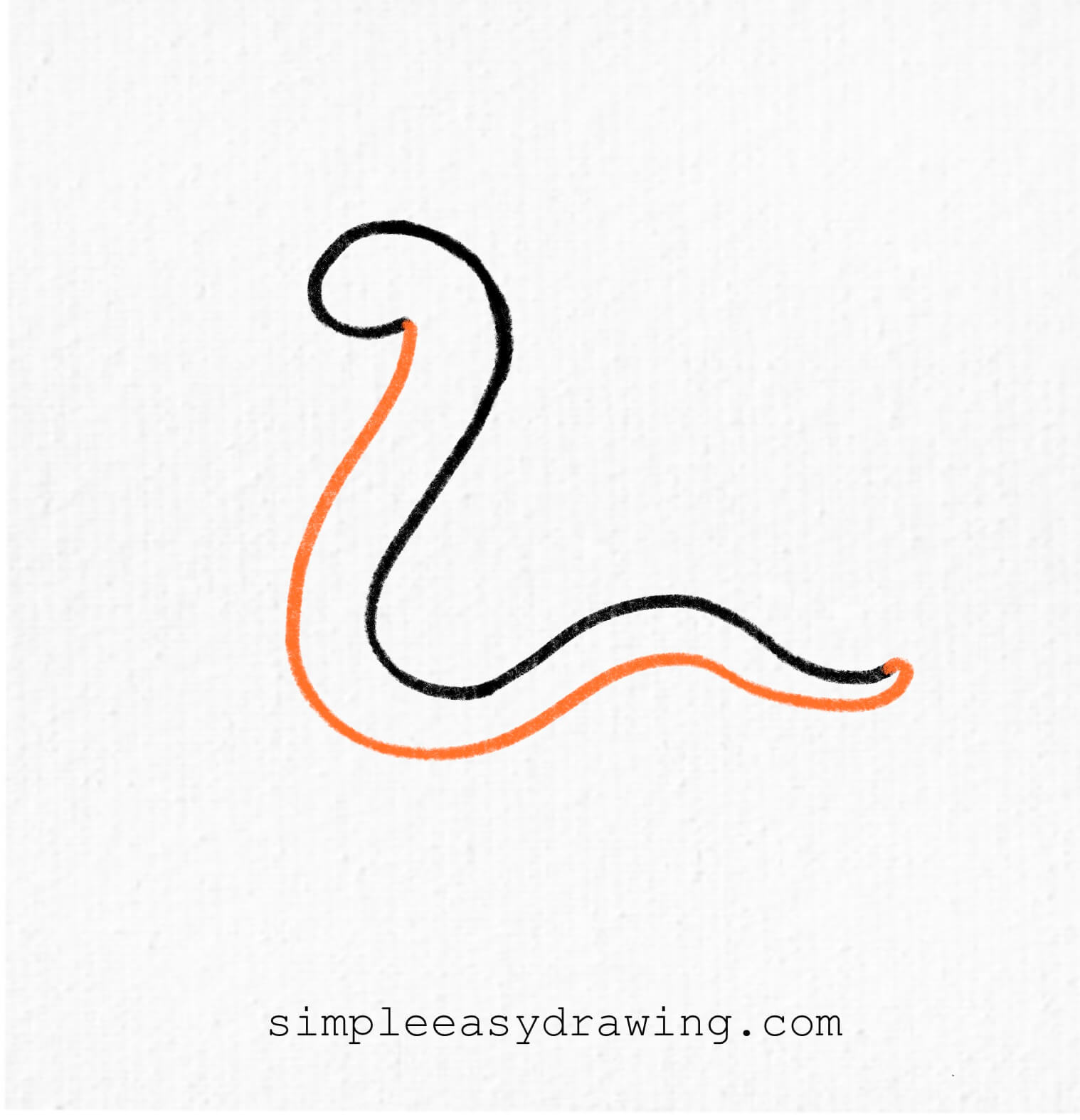 Connecting the two body lines at the tail to complete the snake’s outline.