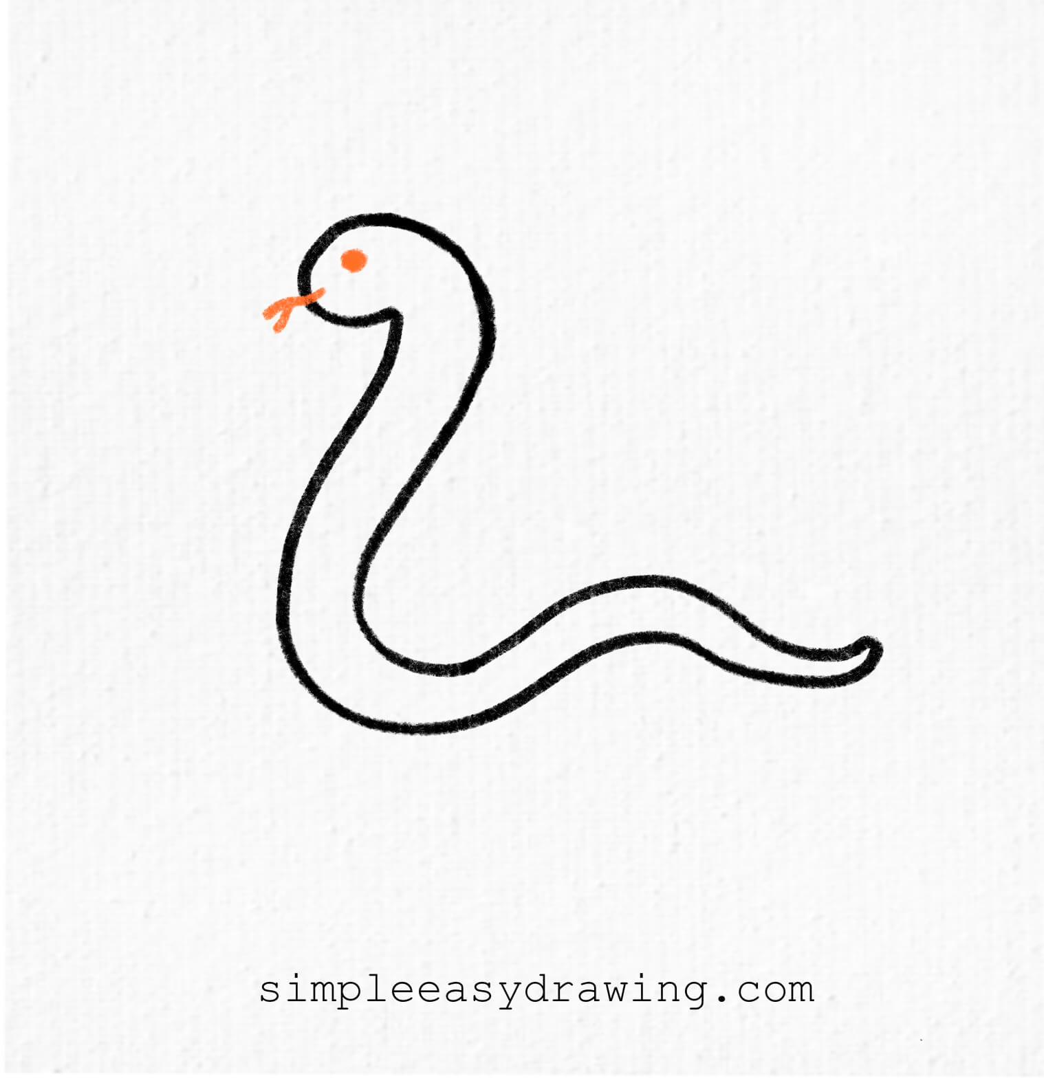 Adding eyes and a forked tongue to give the snake its face details.