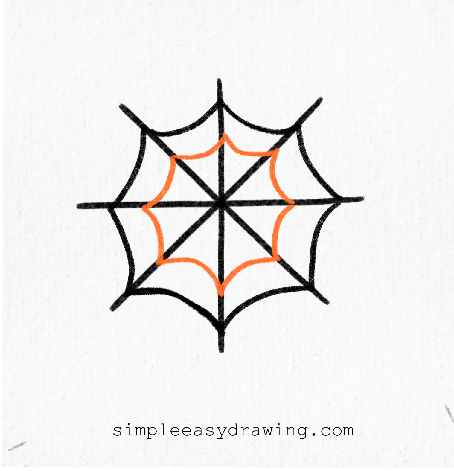 draw a curved line to complete the spider web
