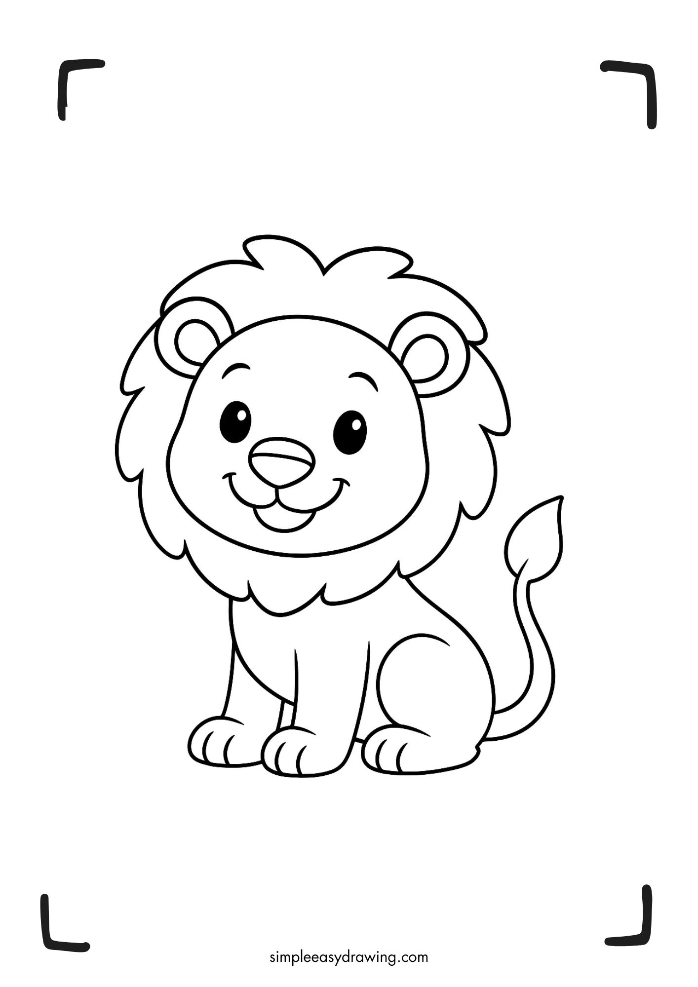 Lion coloring page printable for kids (Free PDF for download)
