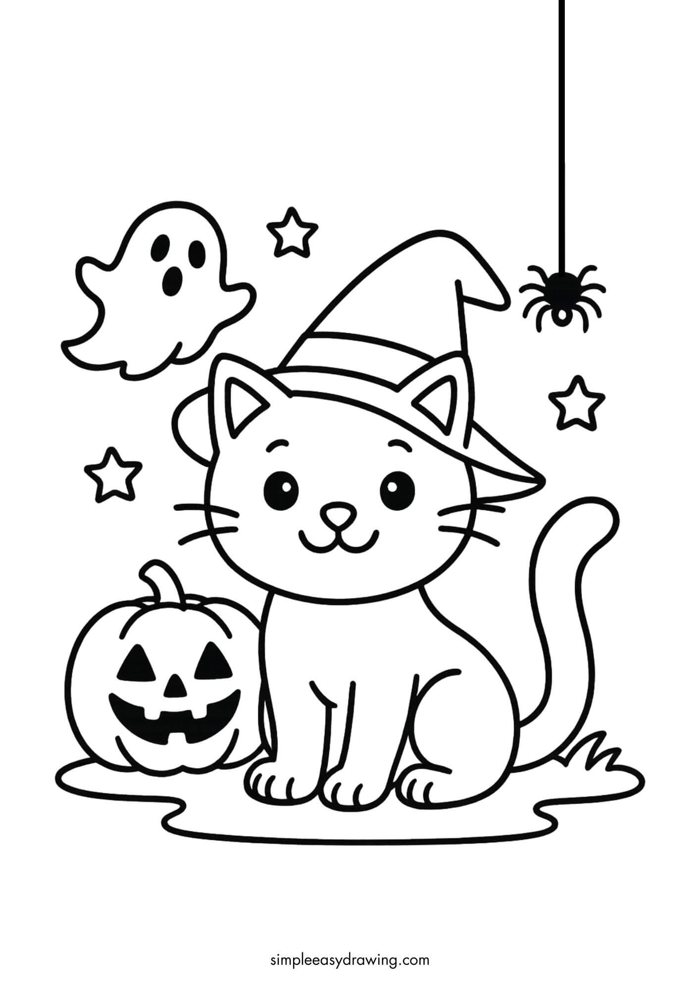 Halloween cat coloring page