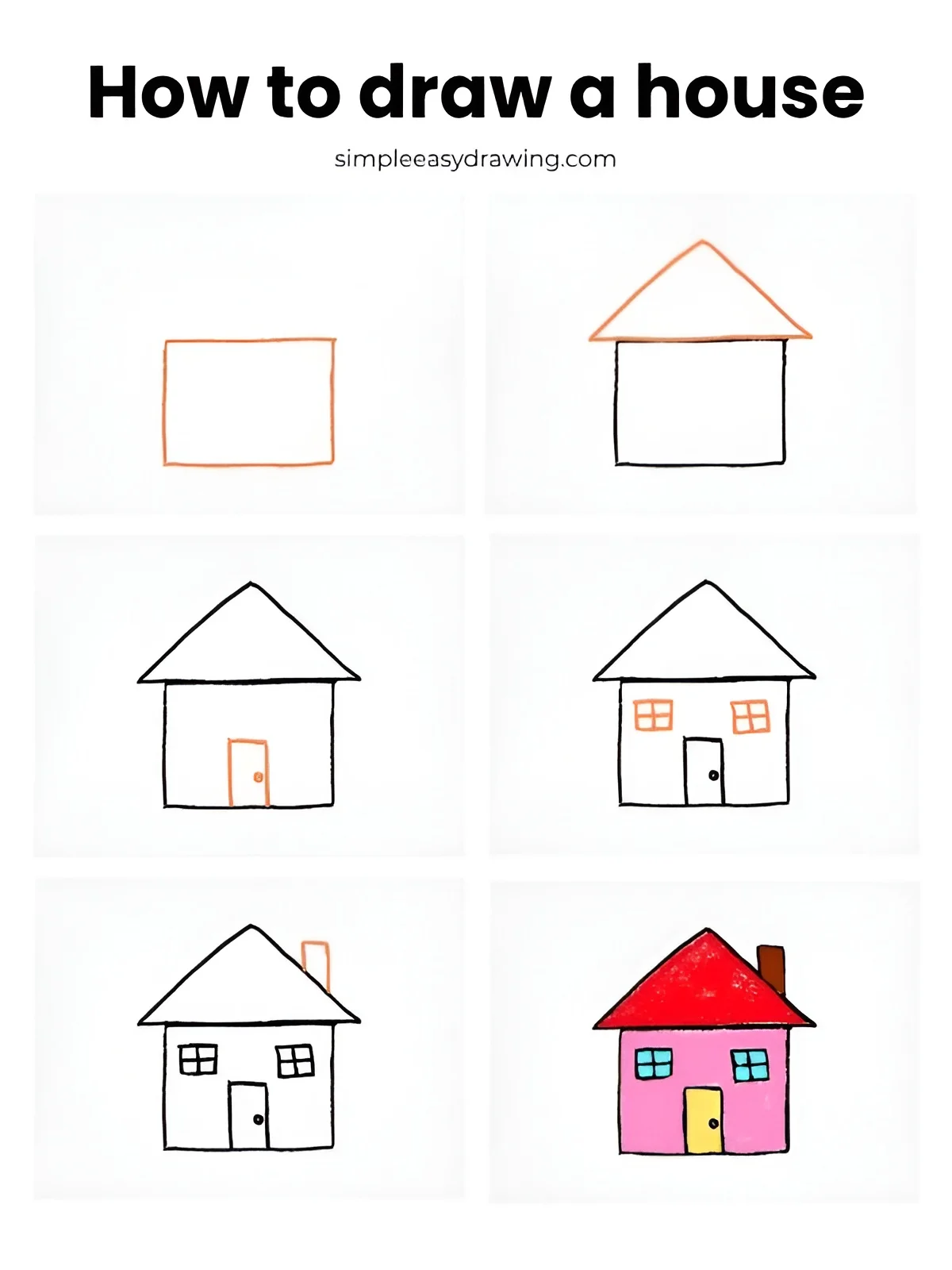 How to draw a house step by step