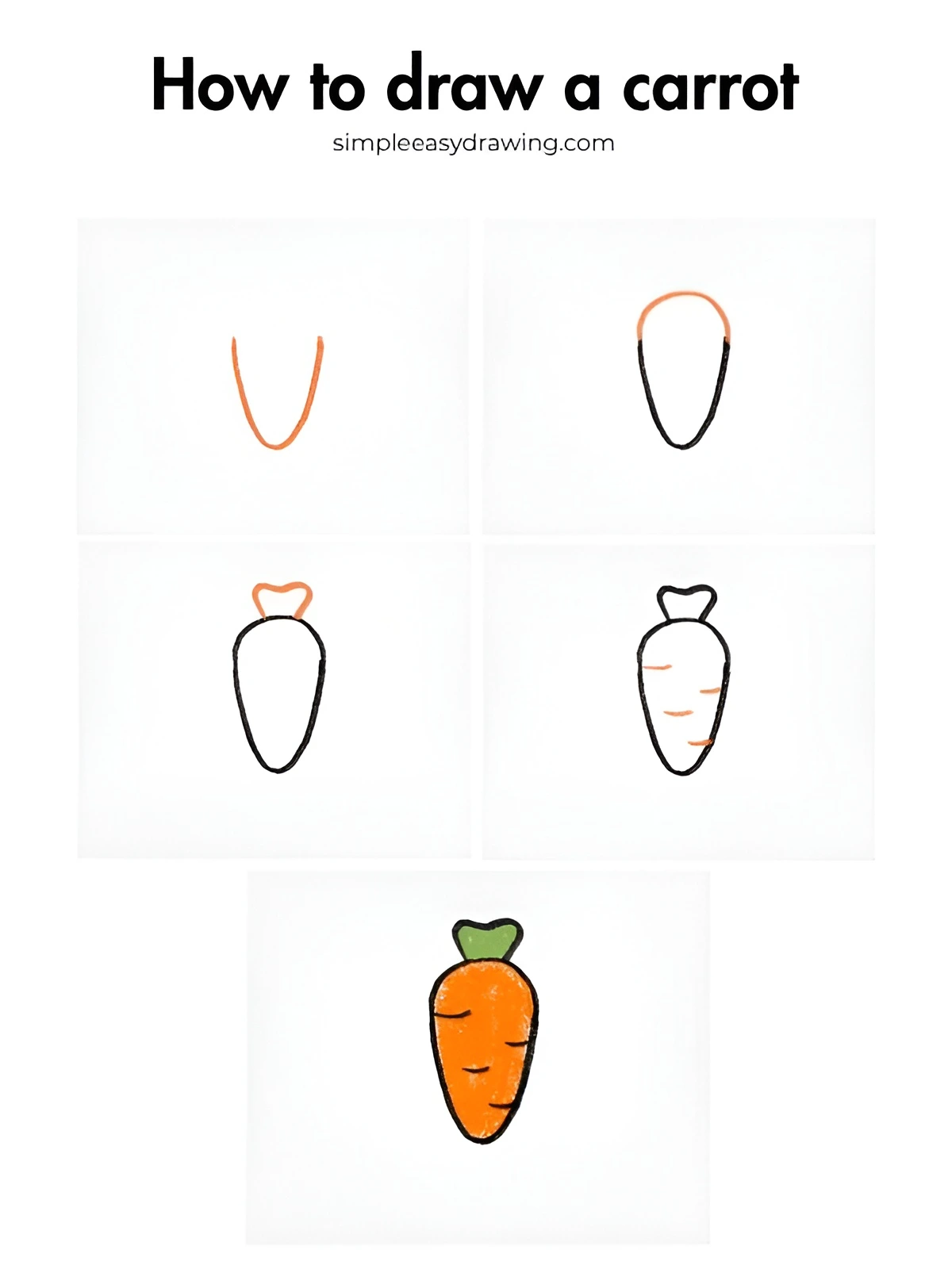 How to draw a carrot step by step