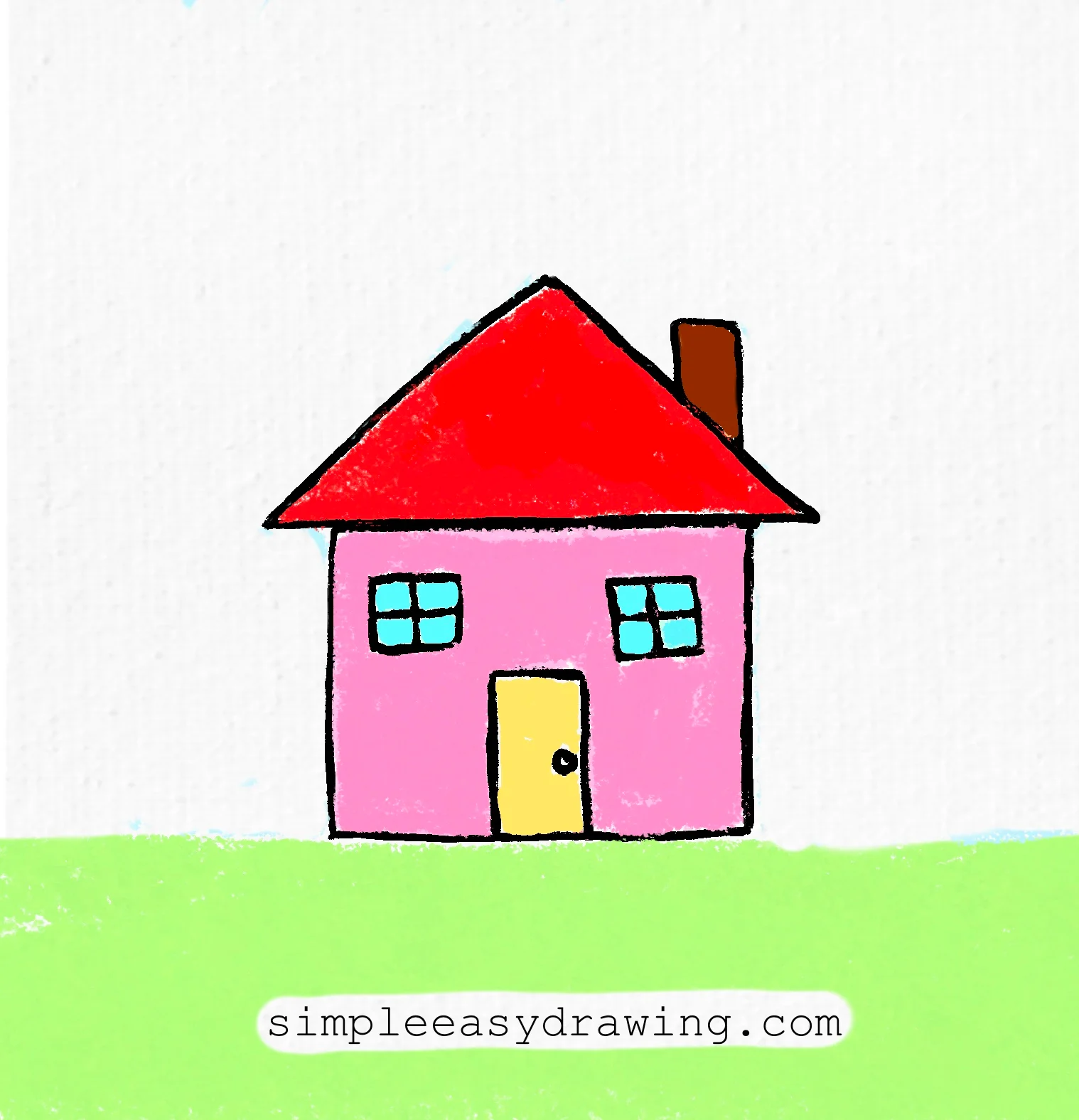 Easy house drawing in color