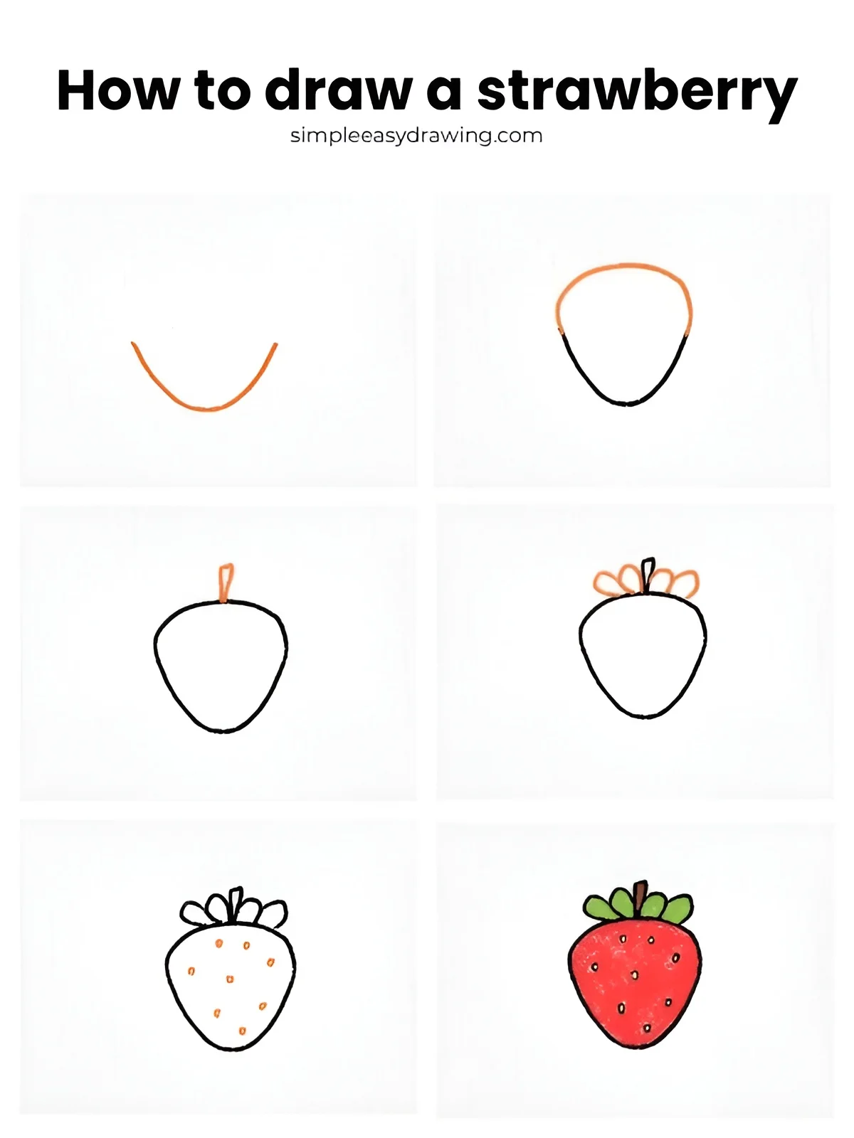 How to draw a strawberry step by step