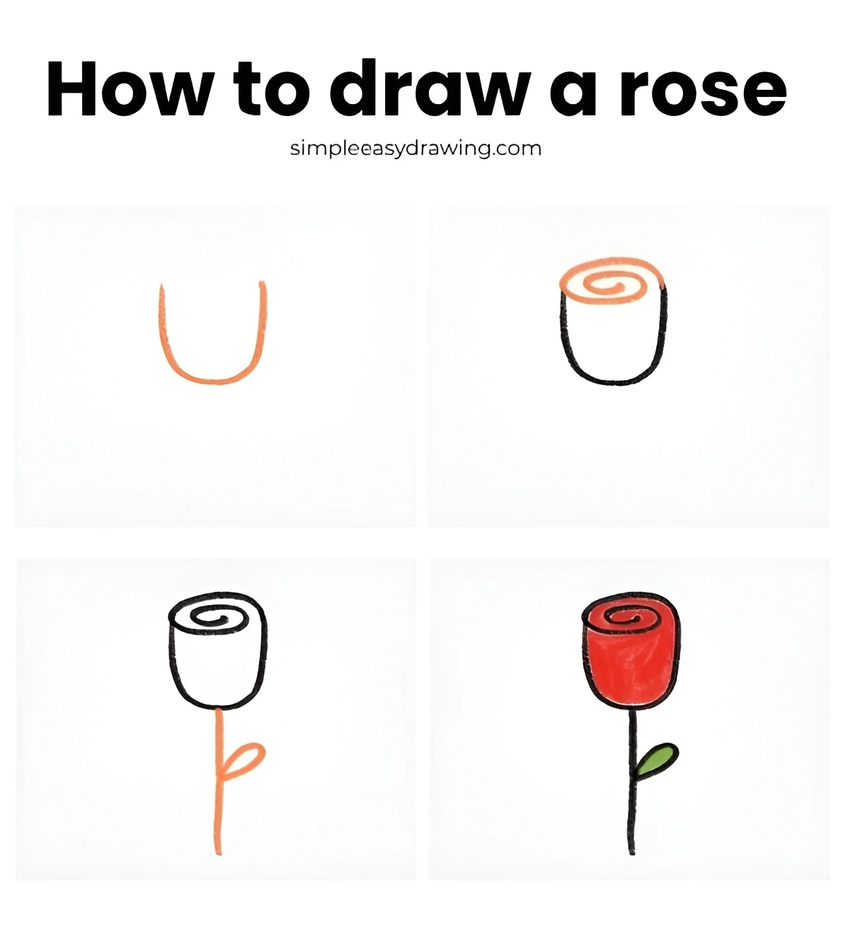 Steps on how to draw a rose