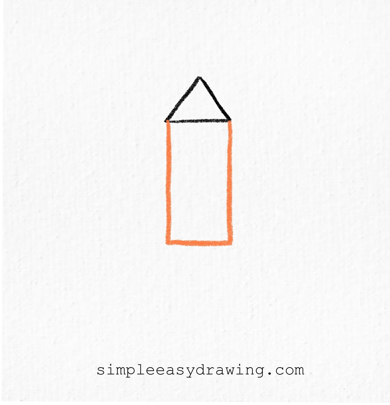 Triangle on top with a long rectangle added below it, creating the basic rocket body.