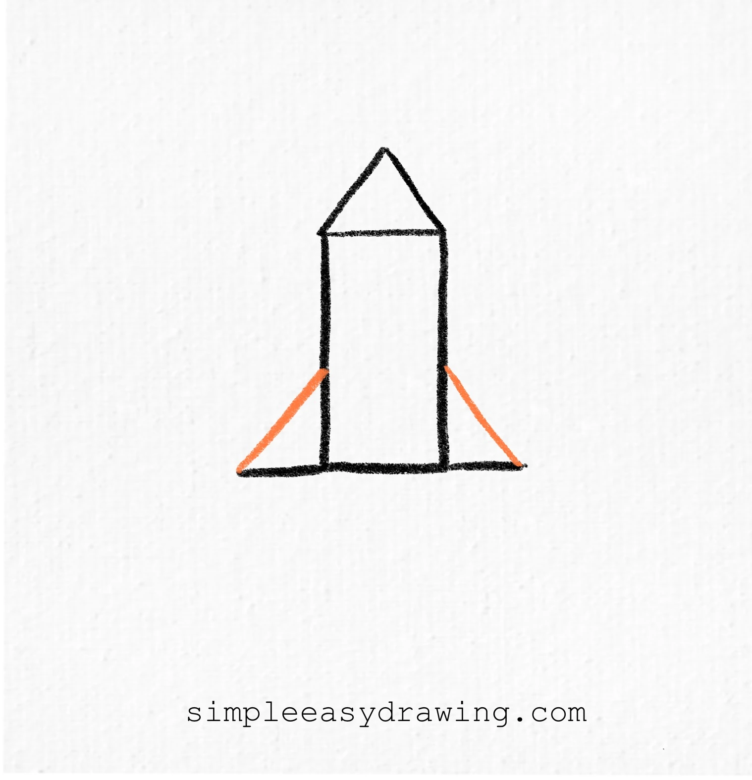 Rocket body with two angled fins added on each side near the bottom.