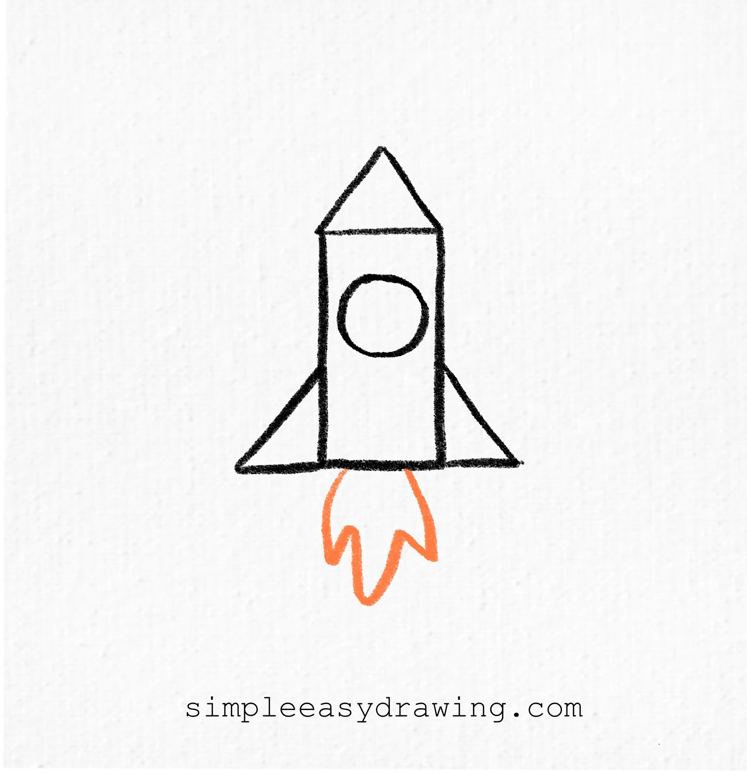 Rocket with three wavy flame shapes added below the base.