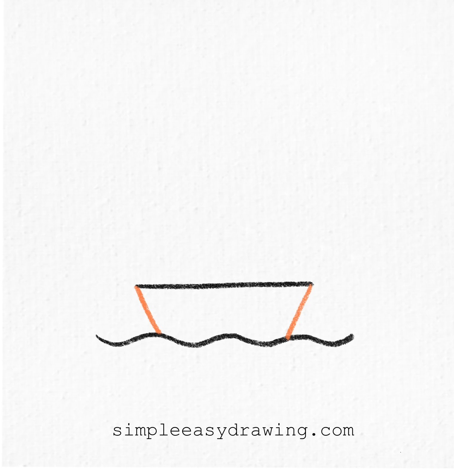 Boat hull shape drawn by adding two slanted sides and a curved bottom.