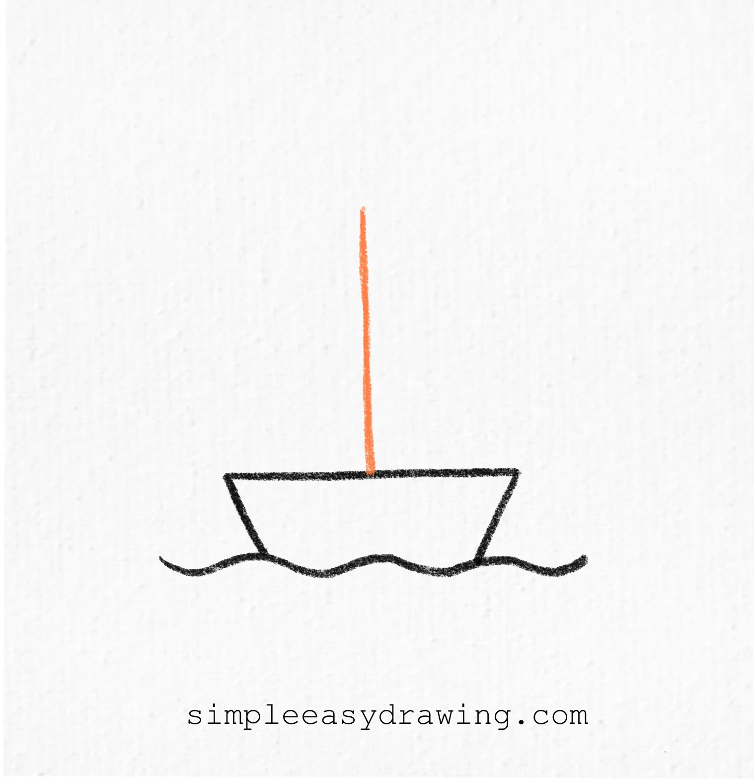 A tall vertical mast added at the center of the boat hull.