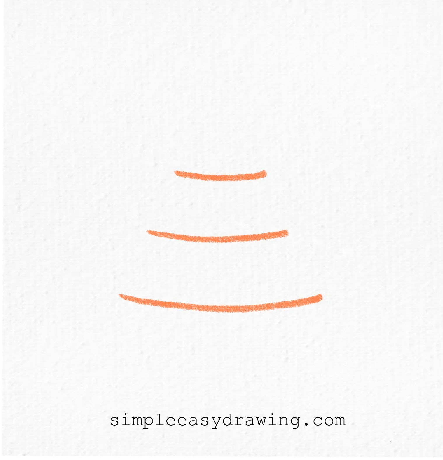 Three curved guide lines drawn in orange to show the layers of the Christmas tree.