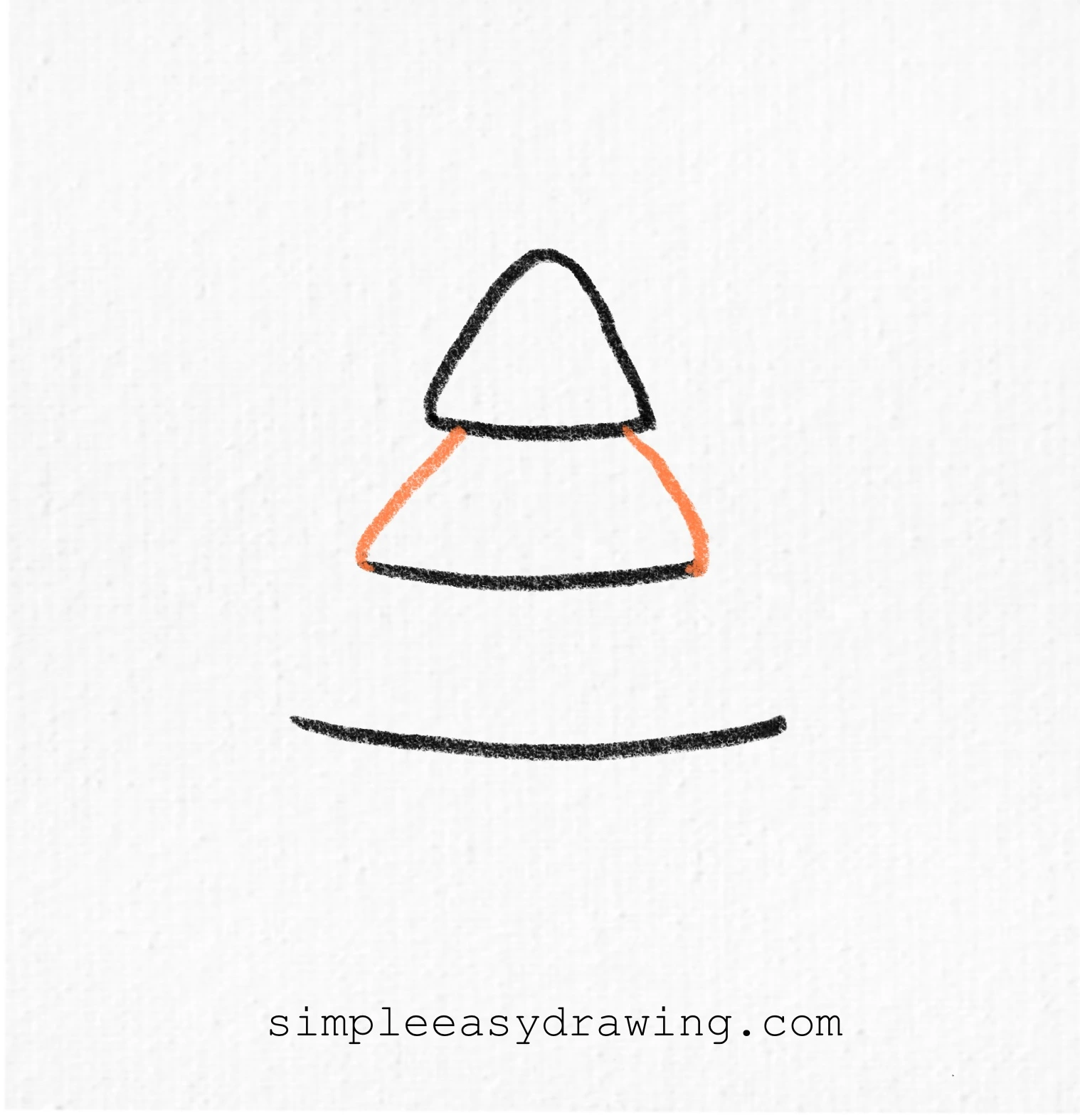 Slanted lines added in orange to connect the top layer to the middle curve, forming the second layer of the tree.