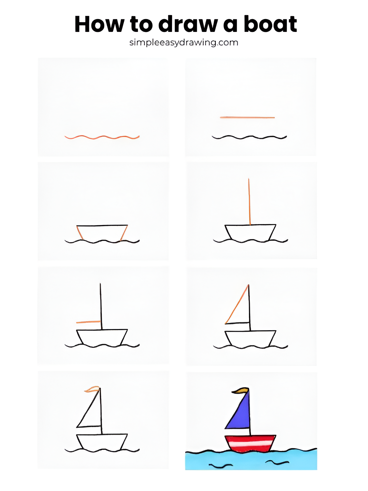 how to draw a boat step by step