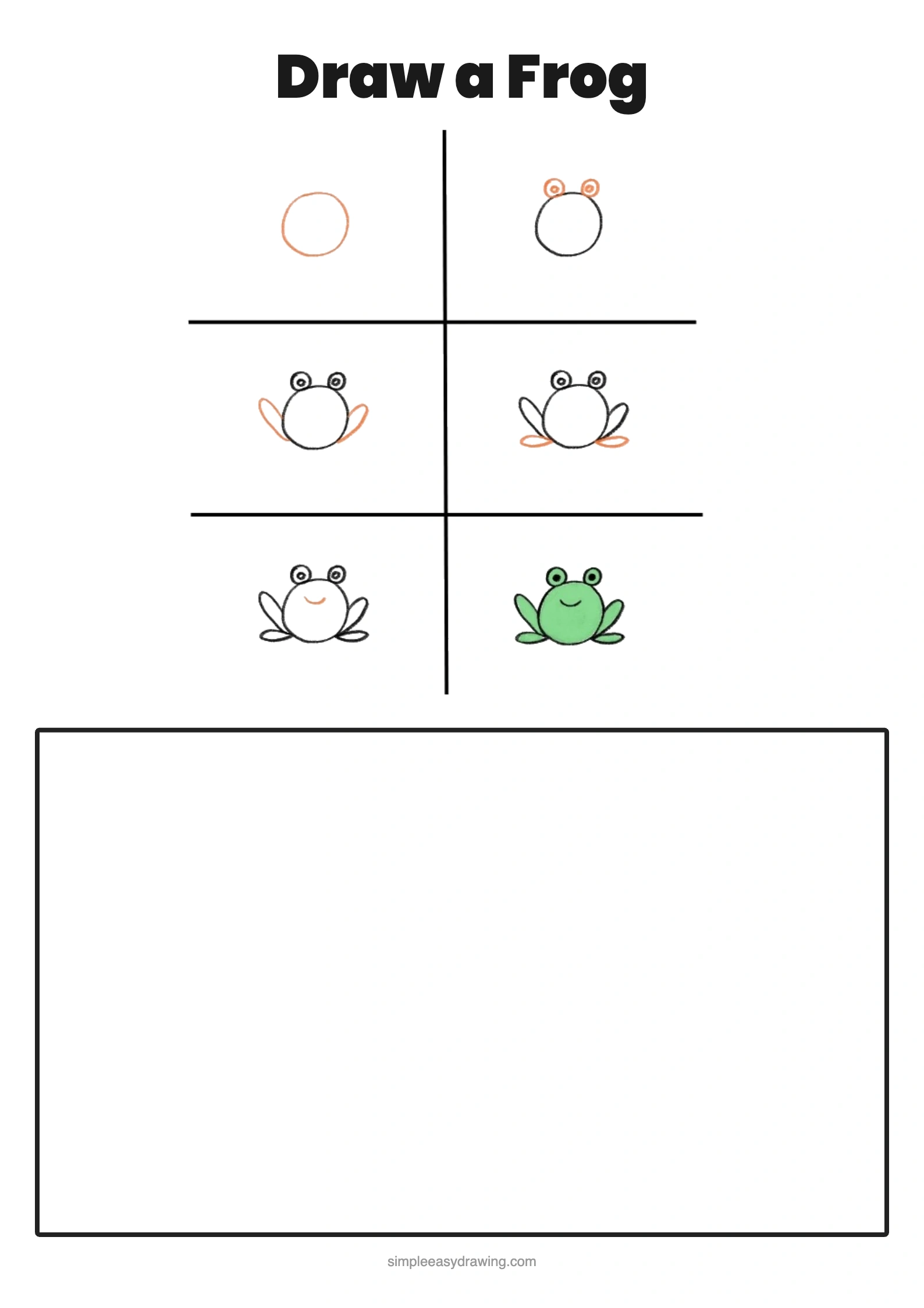 Frog drawing worsheet printable